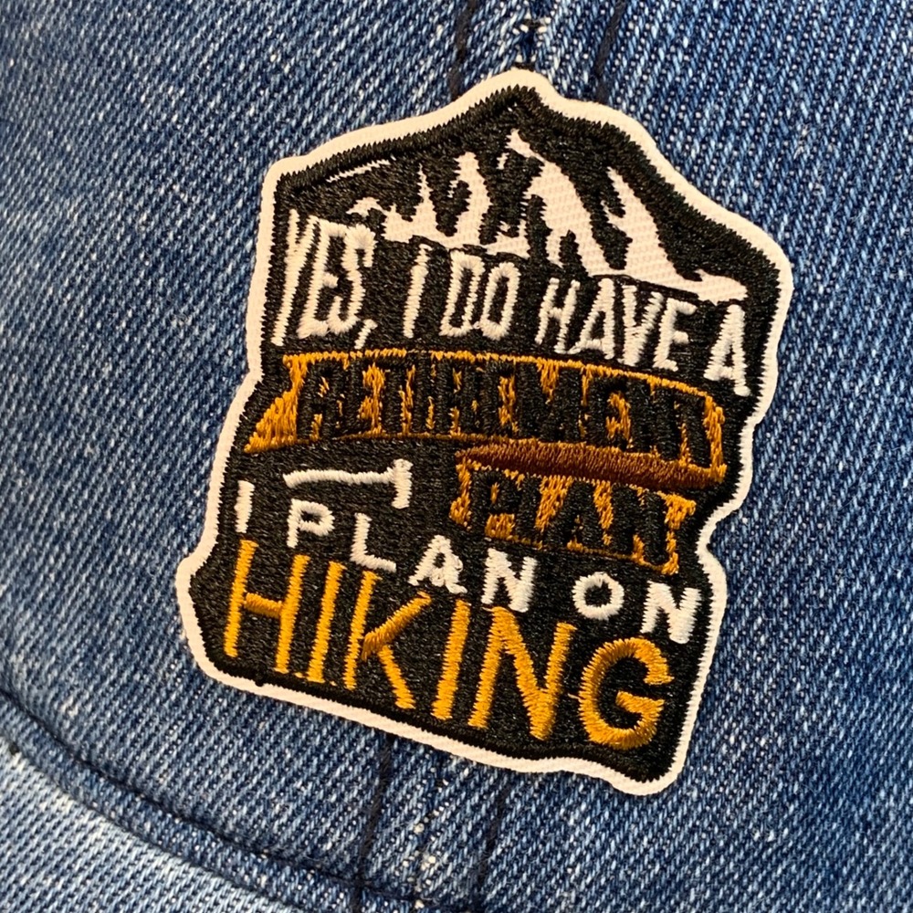 Retirement Plan Hiking Patch Womens Blue Angela & William Denim Ponytail Hat OS